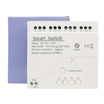 Zigbee Tuya Smart Home Relay 1/2/4CH Motor Switch Module,DC 12V 24V 32V 110V,4 Channel Radio RF Remote Control Alexa Google Home