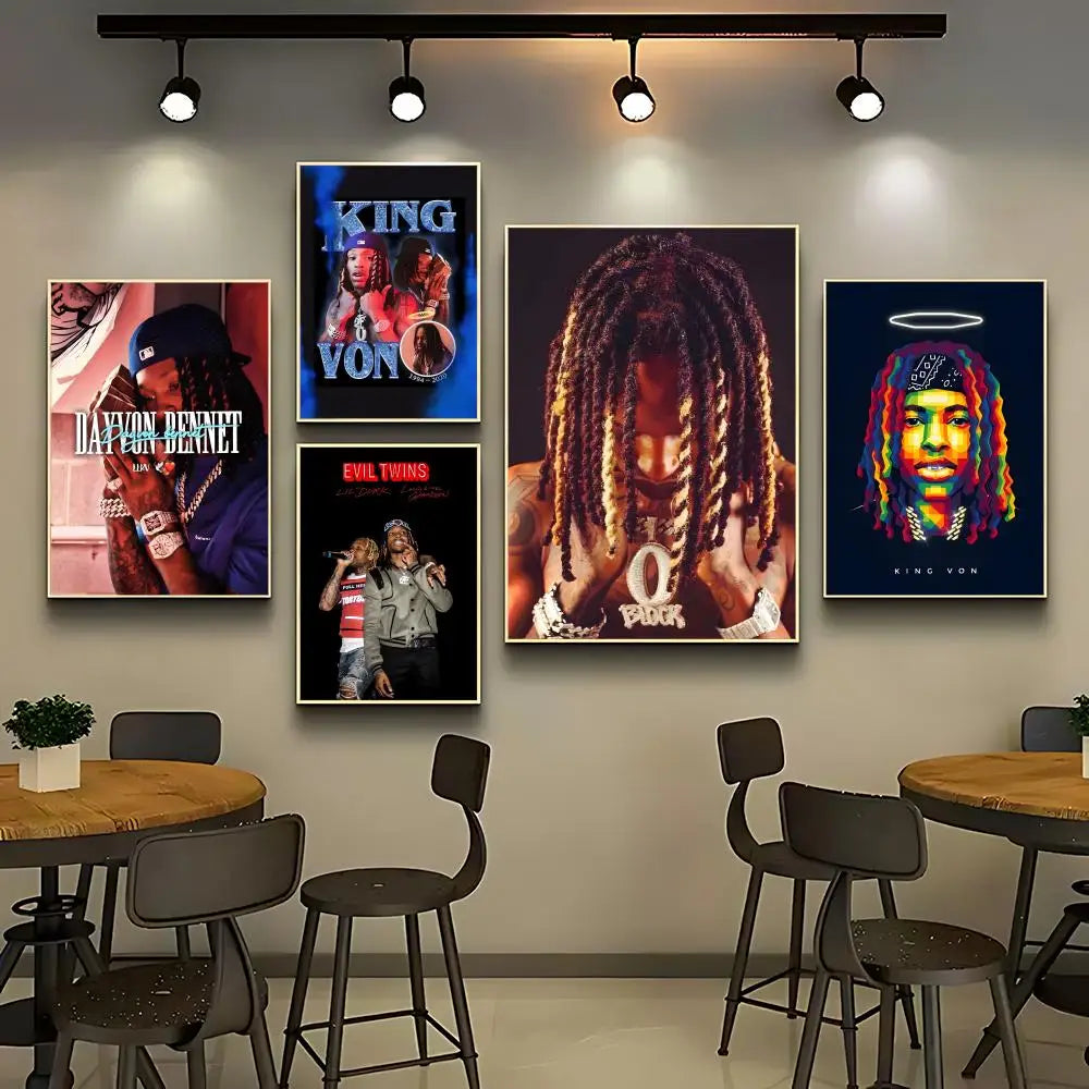 Singer King Von Poster Posters Anime Room Decor Decoration Movie Backpack Wall Interior Music Wall Art