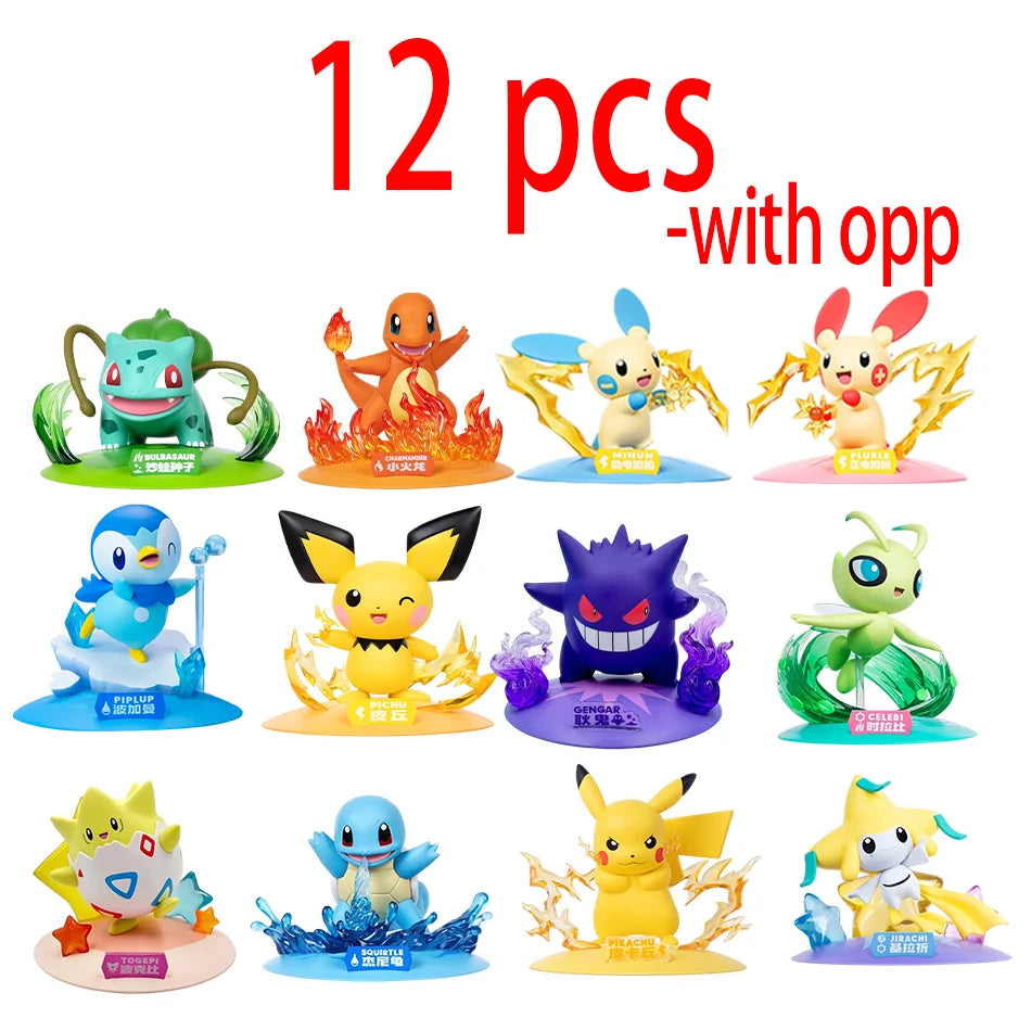 12 Pokémon Action Dolls Pikachu Blind Box Anime Models Desktop Decorations Pokémon Toys Children's Birthday Gifts