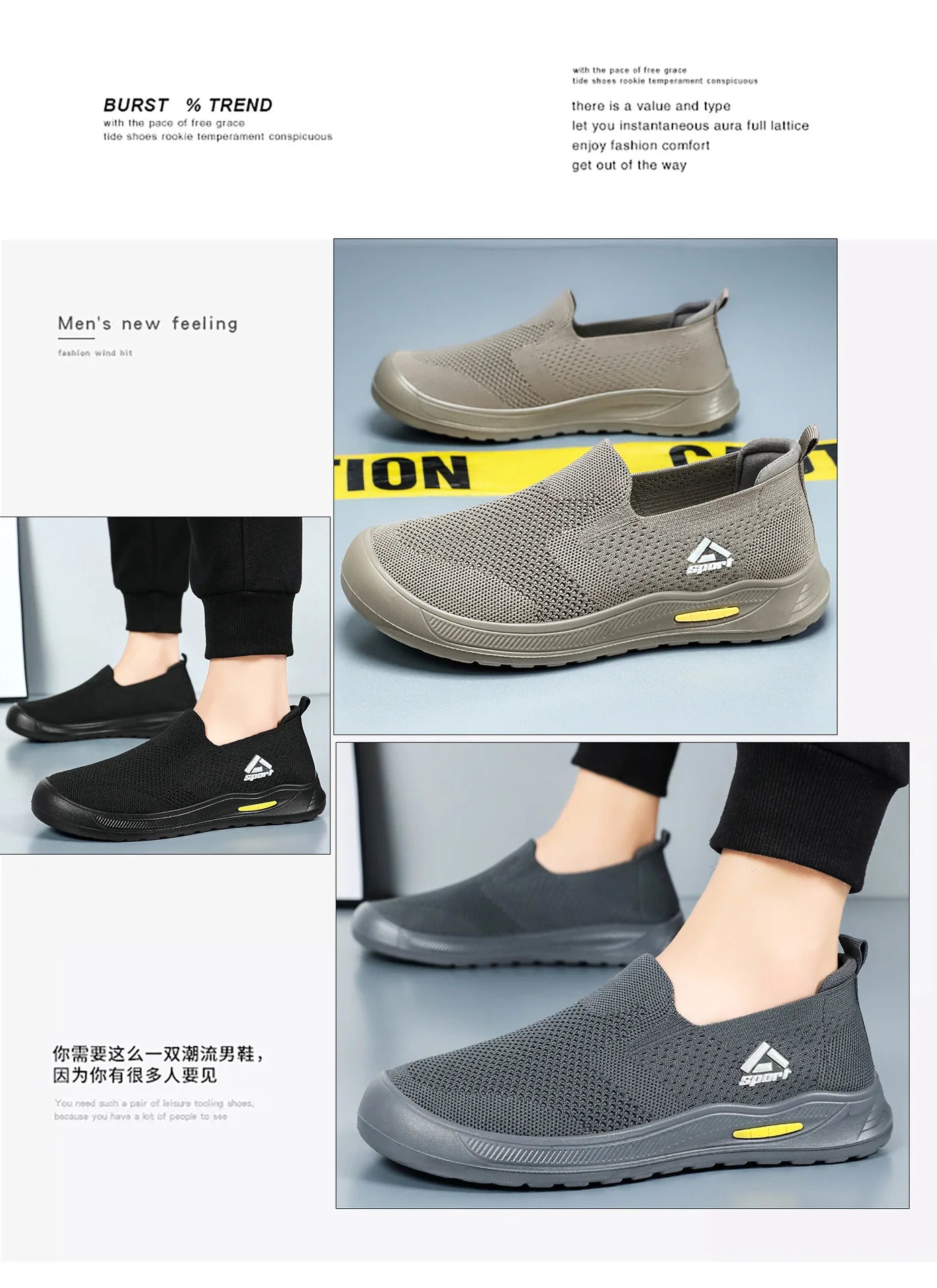Men's Breathable Mesh Canvas Slip-On Shoes Anti-Odor Lightweight Soft Sole Casual Loafers Male Sneakers Summer cotton shoes