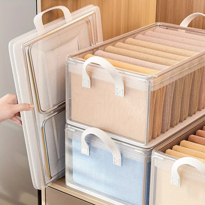 1 Pc Transparent PVC Solid Steel Frame Storage Box,waterproof,underwear Storage Basket,suitable for Home and Dormitory Use