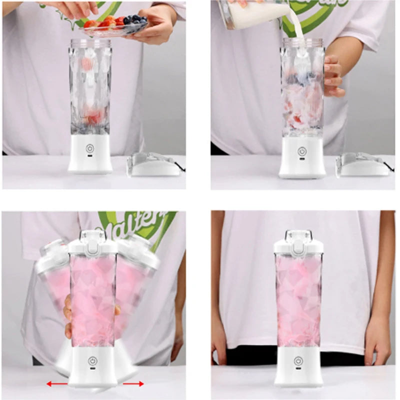 Household Fruit Electric Juicer Portable Juicer Blender USB Rechargeable Fruit Mixer 600ML Fruit Juicer Multi-functional Blender