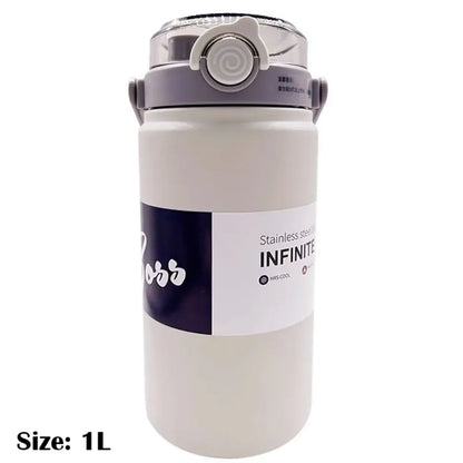 2025 1L Thermo Bottle Stainless Steel Large Capacity Thermo Cup Straw Hand Pot