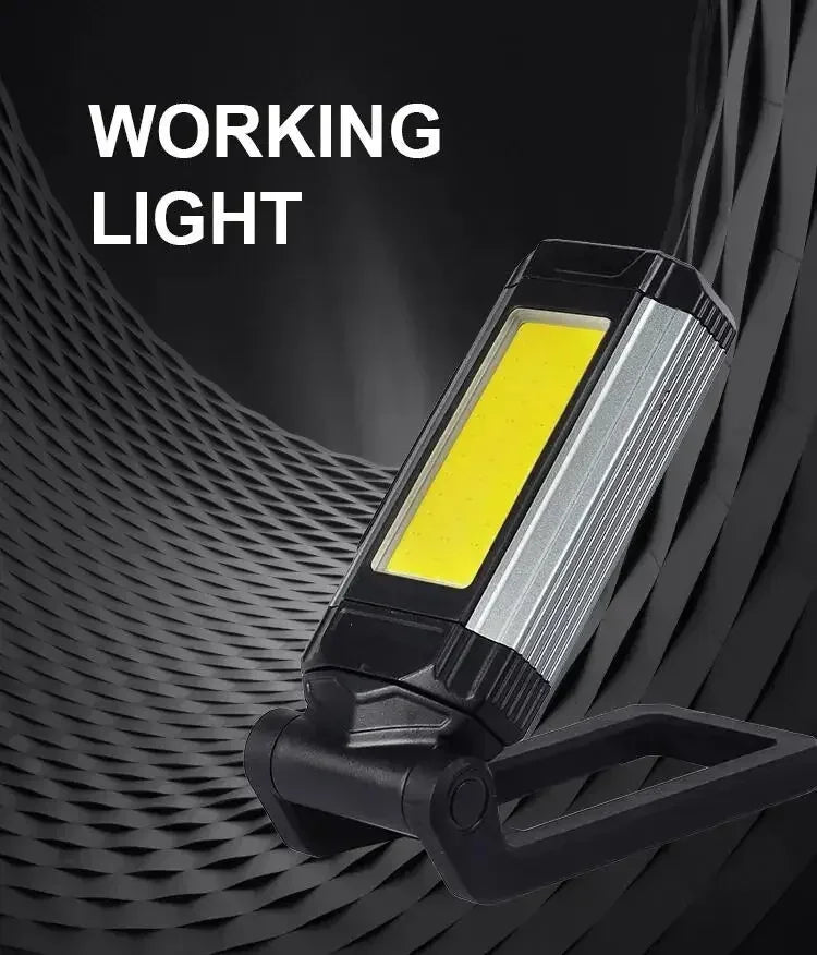 USB Rechargeable LED Flashlight with Magnetic COB Work Light Portable Camping Lantern Type-C Power Bank Function Lamp