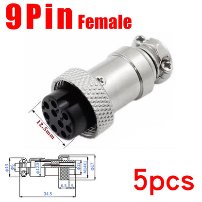 5pcs GX16 2/3/4/5/6/7/8/9/10Pin 16MM Male Female Circular Aviation Connector Plug Socket Screw Panel Mount Connector