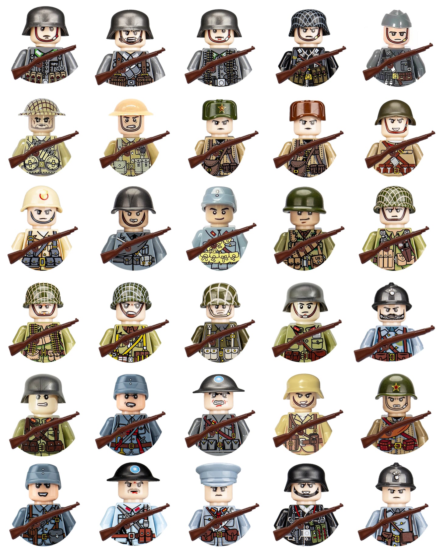 WWII Infantry Military Soldier War National Army Mini Gun armament Models Building Blocks Building Blocks Toys for Kids