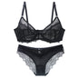2022 New Sexy Lace Ultra Thin Thick Bra Panty Big Size Female Lingerie Set Women Underwear Brassieres 75-95BC Cup