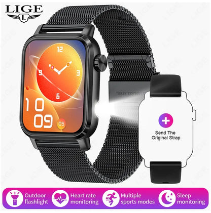 LIGE Smartwatch dla mężczyzn i kobiet Luksusowy Wodoszczelny Zegarek Sportowy z Pełnym Ekranem Dotykowym Smartwatch Fitness dla Xiaomi Huawei Android iOS iPhone
