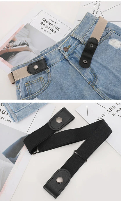 1pc Buckle-Free Belt For Jean Pants,Dresses,No Buckle Stretch Elastic Waist Belt For Women/Men,No Bulge,No Hassle Waist Belt