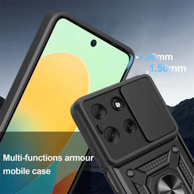 Armor Case For Motorola Moto G56 G86 5G G15 G35 G55 G75 G85 G04 G24 G54 G84 E14 E15 Lens Protect Cover Ring Stand Holder Fundas