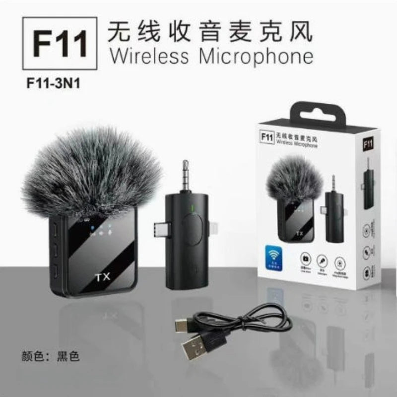 F11-2 lavalier microphone portable outdoor live broadcast three in one microphone F15 2-in-1 receiver lavalier microphone