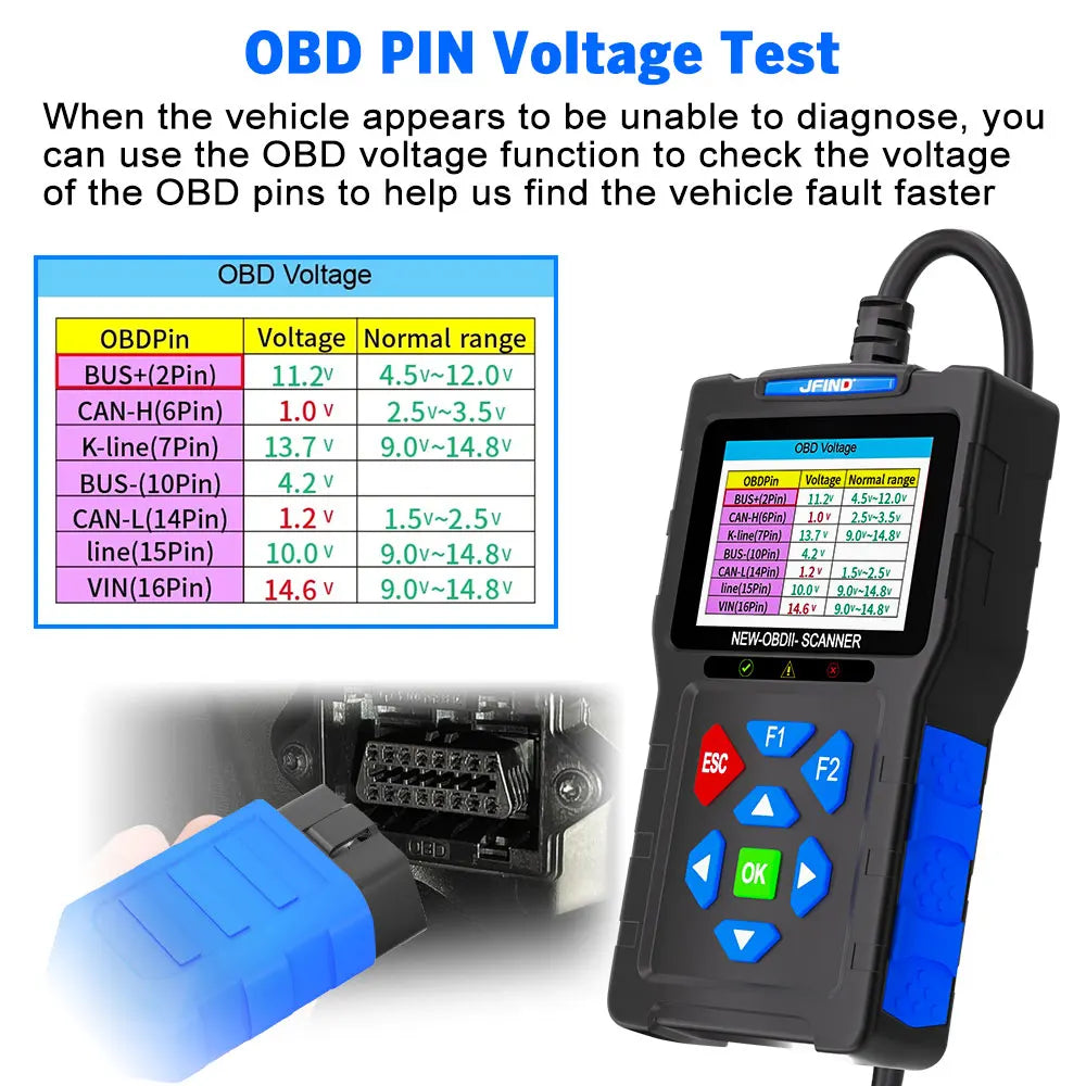 OBD2 Scanner Fault Code Reader JFIND JF700 Car Motorcycle OBDII Diagnostic Tools Voltage Charging Test for Yamaha Honda ELM327