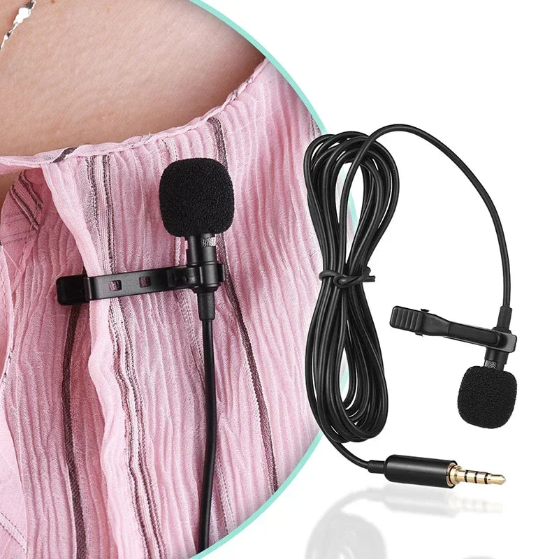 1-5pc Portable Lavalier Microphone Metal Clip Lapel Mic Wired 3.5mm/Type-C/USB For Mobile Phone Laptop DSLR Camera Lound Speaker