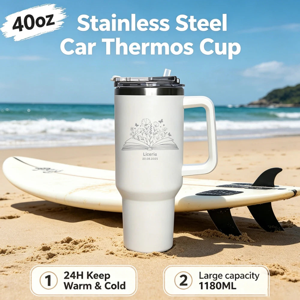 Custom Water Bottle Outdoor Thermos Portable 304 Stainless Steel Coffee Thermal Mug with Straw Tumbler Vacuum Flasks Cold & Hot