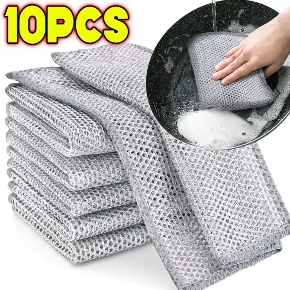 5/10/20/30 Silver Wire Cleaning Cloths Kitchen Dishwashing Cloths Non-Stick Oil Stain Removal Wipes Reusable Multi-Purpose Cleaning Towels Suitable for Tableware and Stovetops