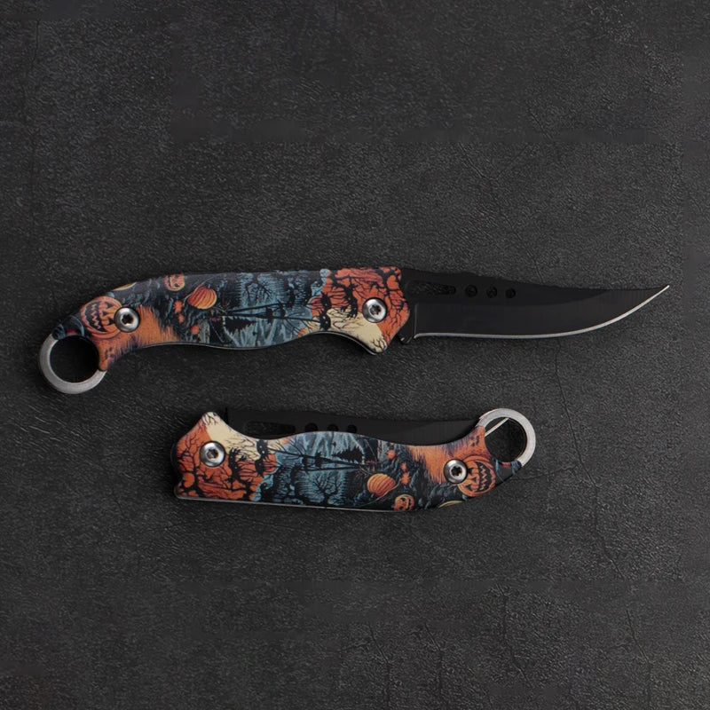 Pocket Portable Mini Folding Knife Stainless Steel Self-defense EDC Multi-purpose Camping Camp tools Halloween style
