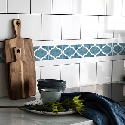 10x200cm Baseboard Sticker Moroccan Mosaic Tile Style Wall Border Sticker DIY Kitchen Bathroom Decoration Waistline Wall Sticker
