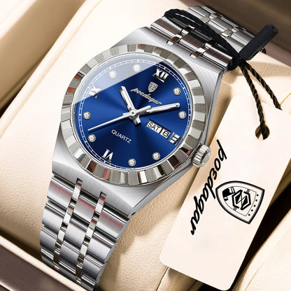 POEDAGAR Elegant Casual Ladies Watch Luminous Waterproof Week Date Fashion Woman Wristwatch Stainless Steel Women Quartz Watches