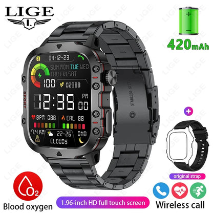 LIGE 2025 dla Xiaomi Wojskowy Smartwatch Męski IP68 5ATM Zewnętrzny Sportowy Monitor Fitness i Zdrowia 1.81 Cala Rozmowy BT Smartwatch