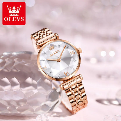 OLEVS 6642 Women Watch Fashion Original Elegant Stainless Steel Rose Gold Diamond Waterproof Watch Brand Luxury Women Watch