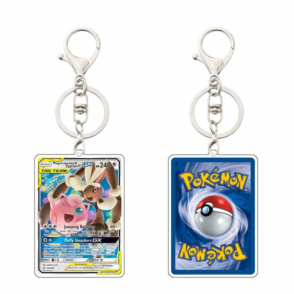 Key chain Charmander Mewtwo Umbreon Jigglypuff Venusaur Blastoise Solgaleo Game Card Acrylic Keychain Pendant Decoration