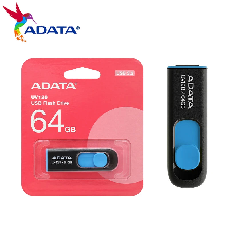 ADATA USB 3.2 Pen Drive Original USB Flash Drive 32GB 64GB 128GB 256GB U Disk for PC tablet smart TV Max 100Mb/s Memory Stick