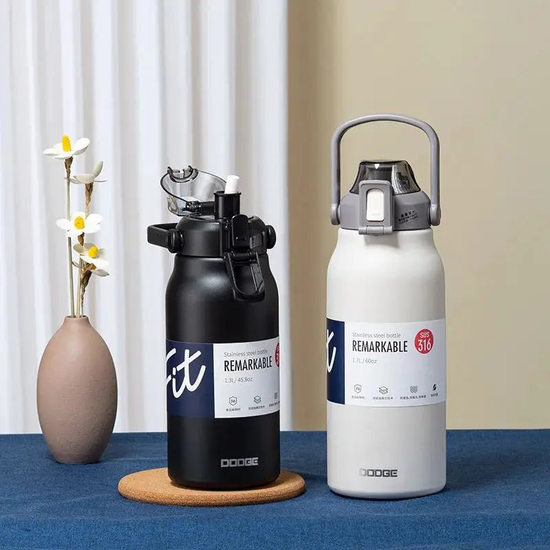 1300ML Large Capacity Thermos Bottle with Straw 316 Stainless Steel Thermal Mug Sports Vacuum Flasks Cold and Hot Water Bottle