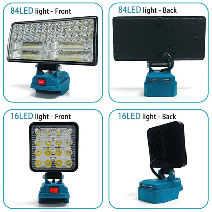 90W LED Work Light for Makita 18V Battery LED Spotlight -9000LM Cordless Jobsite Flood Light Construction Work Light USB Charger