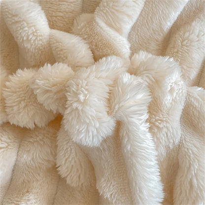Solid Thickened Wide Striped Flannel Multifunctional Blanket, Can Be Used As Bed Sheet Cover Blanket, Sofa Blanket,nap Blanket