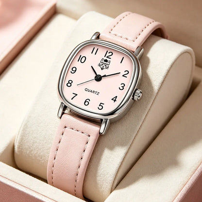 Korean version of the trendy ladies watch fashion small Arab quartz watch leather strap watch