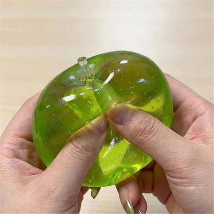 @Squishy Green Apple Stress Ball Soft Fidget Sensory Toy for ADHD Autism Slow Rebound Squeeze Toy for Adults Kids Christmas Gift