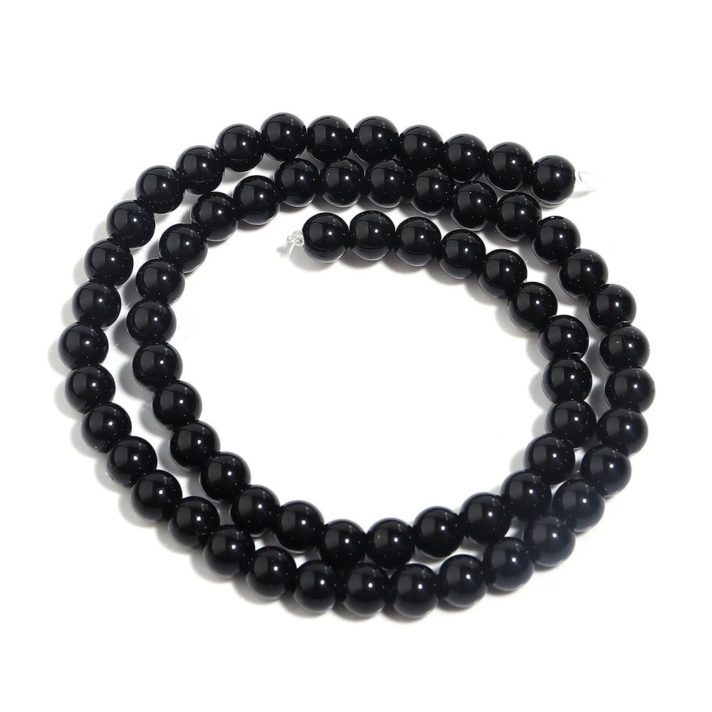 1 Strand Natural Stone Black Onyx Agate Round Loose Beads 2-20MM Pick Size For Crafts Making DIY Sewing clothing Accessories