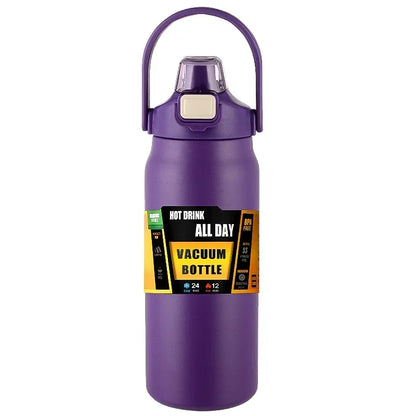 304 Stainless Steel Vacuum Thermos, Portable Outdoor Sports Water Bottle with Straw Cold Hot