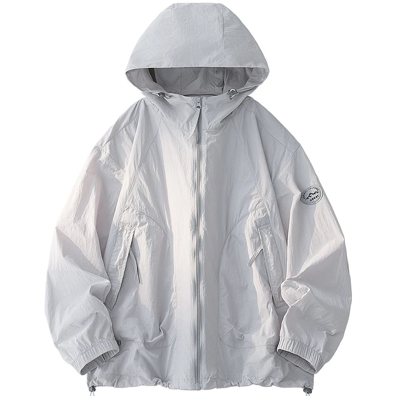 Summer Men's Hooded Sunscreen Jacket UPF50+ Ultra Thin Zipper Pocket Windbreaker Elastic Cuffs Outdoor Hiking Fishing Skin Coats