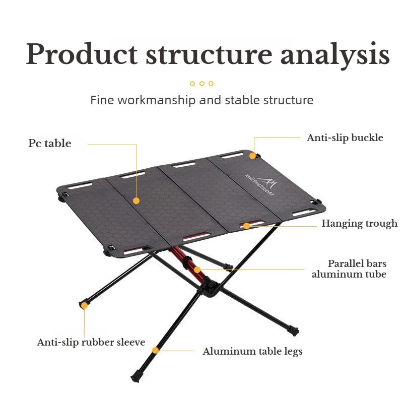 MOUNTAINHIKER Portable Picnic Table Beach Tables Camping Table for Foldable Edge With Hollowing Hangable Items More Convenient