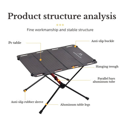MOUNTAINHIKER Portable Picnic Table Beach Tables Camping Table for Foldable Edge With Hollowing Hangable Items More Convenient