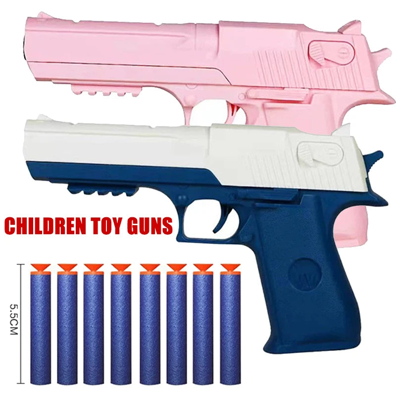 Children Toy Guns Plastic Pistol Manual Handgun Toy Foam Dart Blaster Shooting Model Launcher Kids Outdoor Games Toy Guns Gift