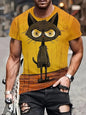 Men T-shirt Outdoor Street Cute Short-sleeved Boy Clothing Summer Top Fun Animal Cat 3D Printed Sports Quick-drying Breathable
