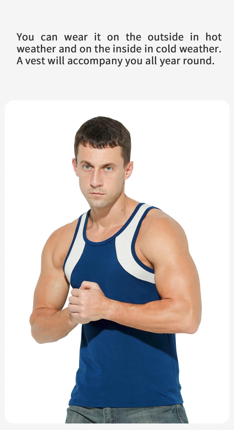 Vest Men's Comfortable Breathable Sling Hurdle Short-Sleeved Young Boys Sports Running Sleeveless T-Shirt Bottoming Shirt Unders