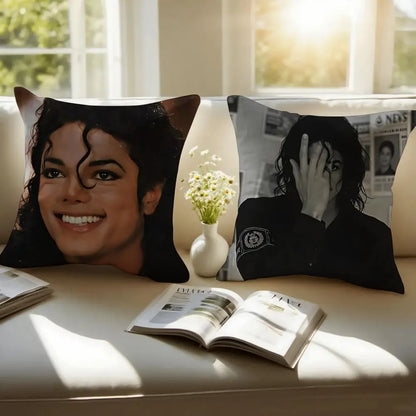 M-Michael J-Jackson Cushion Cover Linen Pillowcase Cover Soft Decor for Sofa Home Room