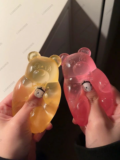 Gummy Bear Fudge Squeeze Toy Colorful Jelly Bean Gummy Candy Fidget Toy Anti Stress Release Hand Relax Toy