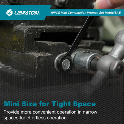 LIBRATON 20-częściowy zestaw kluczy nasadowych metrycznych 4-11 mm i calowych 5/32"-7/16", dwustronnych (płaskie i oczkowe), stal węglowa, lekki futerał organizacyjny