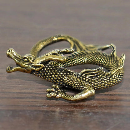 Chinese Beast Dragon Statue Bronze Figurine Ornaments Antique Copper Mythical Animal Miniature Home Decoration Crafts Collection