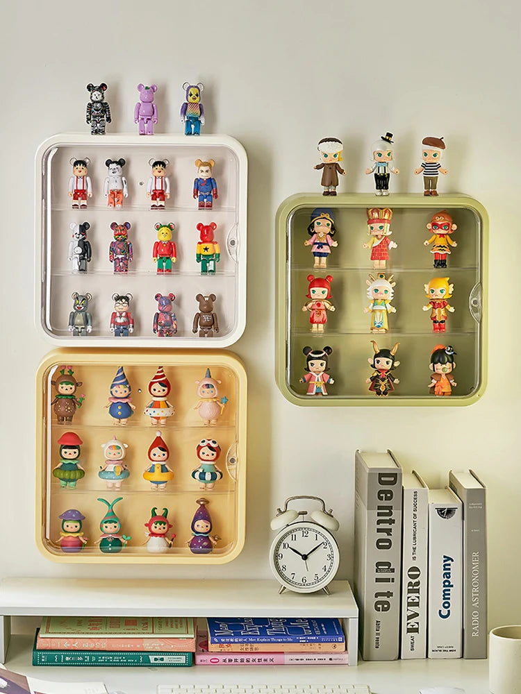 Wall Mounted Doll Blind Box Storage Display Rack Magnetic Suction Figurine Display Cabinet Dustproof Doll Blind Box Storage Box