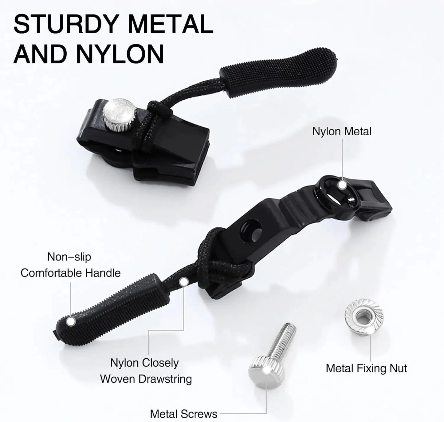 Universal Zipper Repair Kit Quick Instant Detachable Zipper Head Replacement Zipper Slider Pull for Jacket Bags Coat Free Sewing
