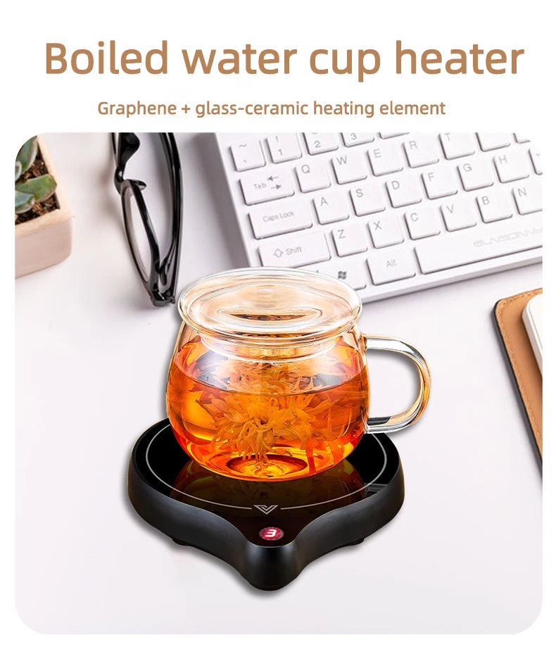 110V/220V Cup Heater Mug Warmer 100°C Hot Tea Makers Warmer Coaster 5 Gear Temperature Cup Heaters Coffee Milk Tea Heating Pad