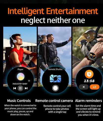 LIGE 2026 Nowy Zewnętrzny Wojskowy Zegarek Smartwatch z Baterią 400 mAh, Wodoodporność 5ATM, Latarka, Monitor Tętna, Tracker Sportowy dla Mężczyzn