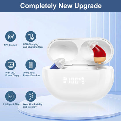16 Channel Digital Hearing Aids APP Control Rechargeable Invisible Sound Amplifier Adjustable for Seniors Hearing Aids Audifonos