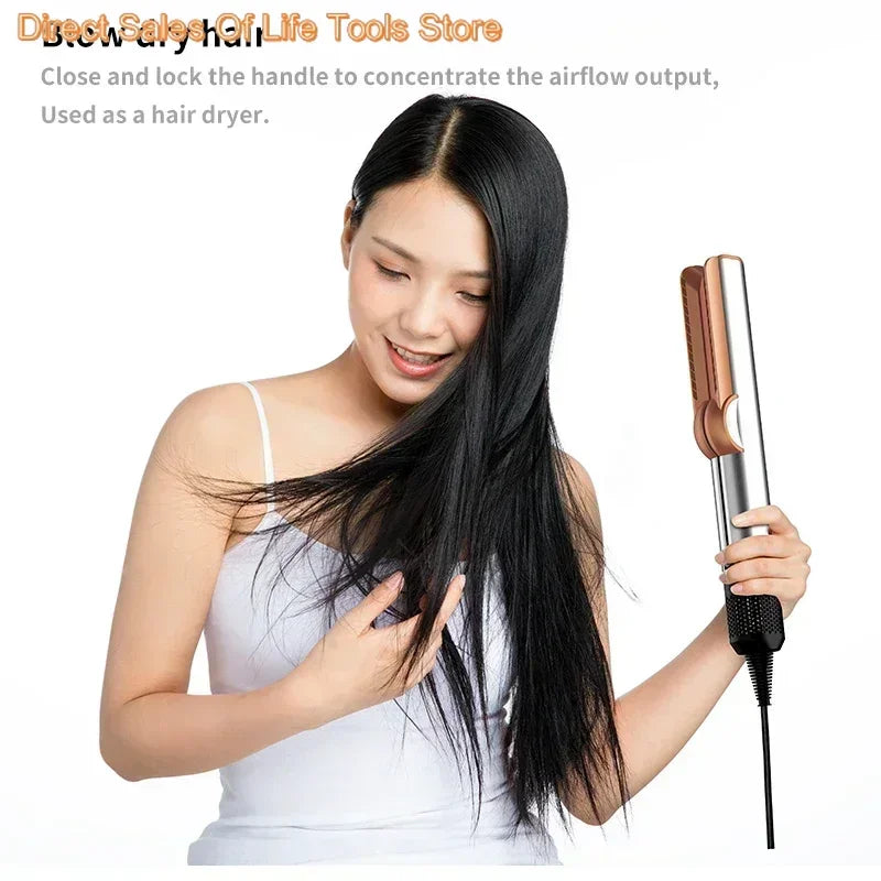2 IN 1 Professional Hair Straightener & Hair Dryer Heat-Up Hair Flat Iron, Negative Ion Iron Long-Lasting Styling Tool 1.8M&2.7M