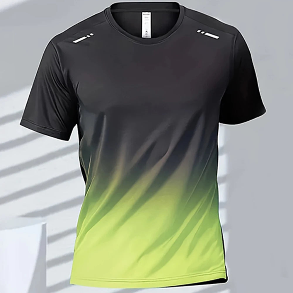 Men's T-shirts Sports T-shirt Quick-drying Gradient Short Sleeve Tees Outdoor Workout Basketball Training Running men clothes